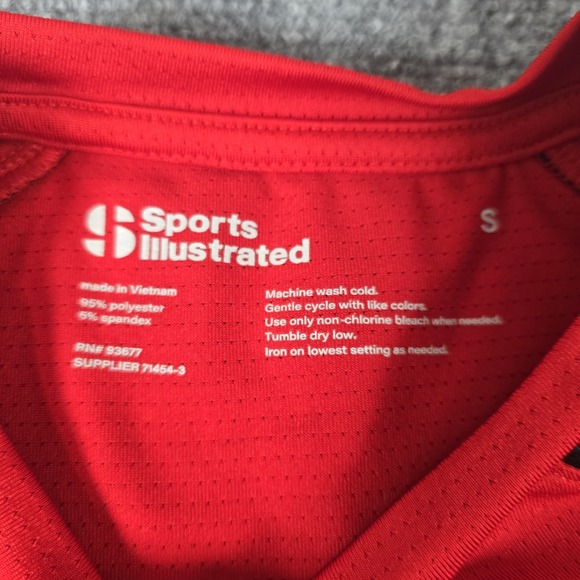 Sports Illustrated Red Long Sleeve Athletic T Shirt Mens Size S Moisture Wicking - Picture 3 of 13